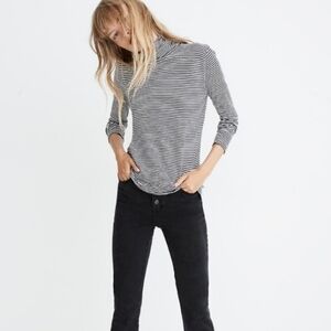 Madewell Whisper Cotton Turtleneck Striped, M Medium